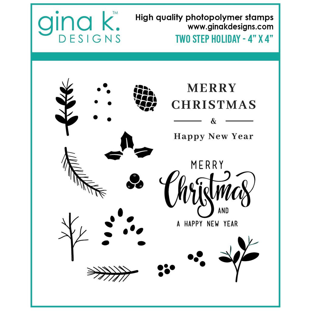 Gina K Designs TWO STEP HOLIDAY Clear Stamps gkd149