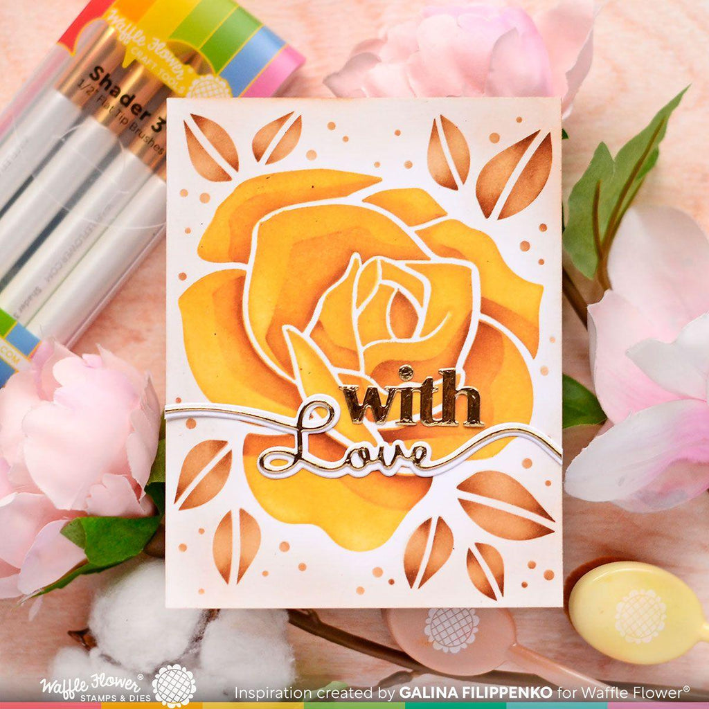 Waffle Flower Script Love Hot Foil Plate 421597 with love