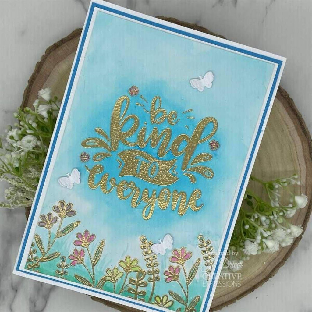 Creative Expressions Designer Boutique Be Kind Clear Stamps umsdb160 gold emboss card