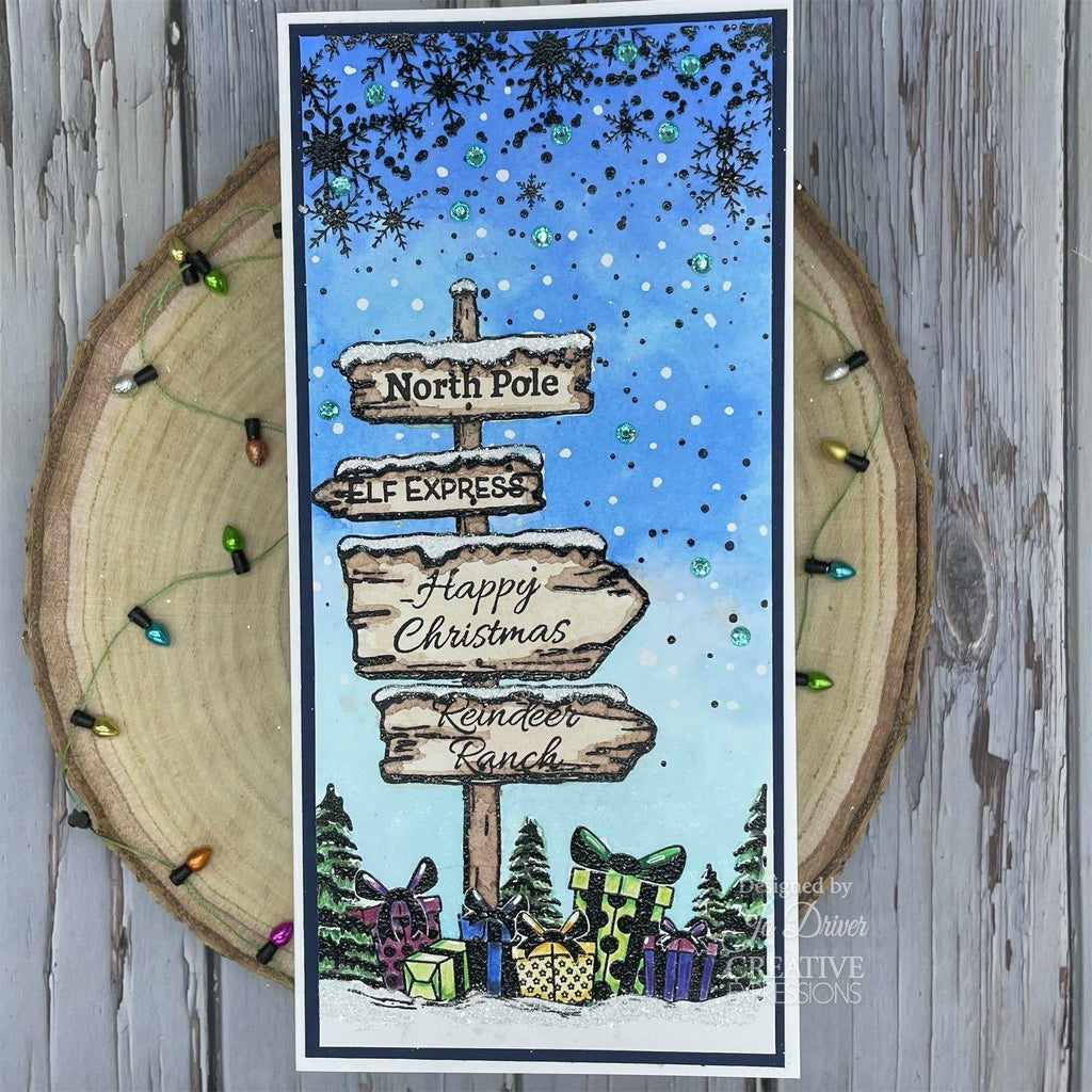 Creative Expressions Festive Trail Cling Stamp umsdb168 elf express card