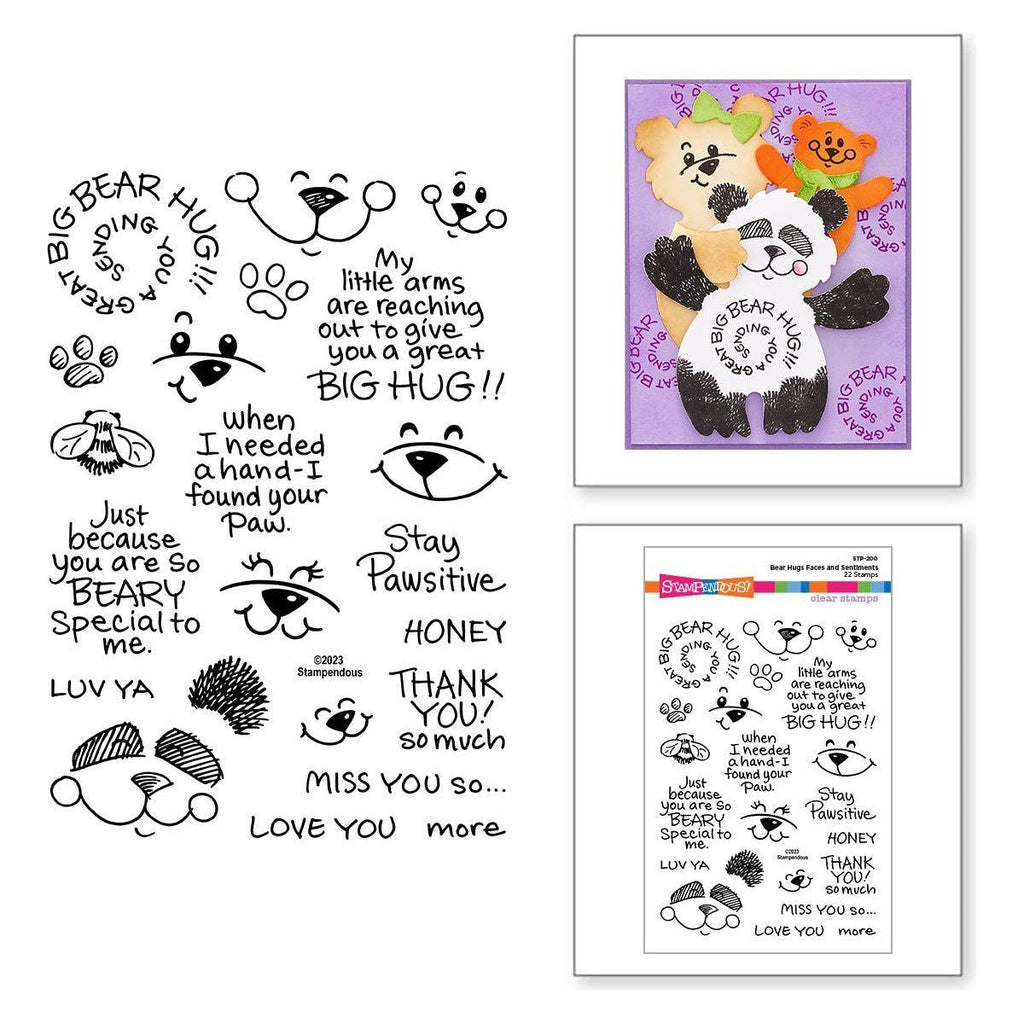 STP-200 Stampendous Bear Hugs Faces and Sentiments Clear Stamps Faces