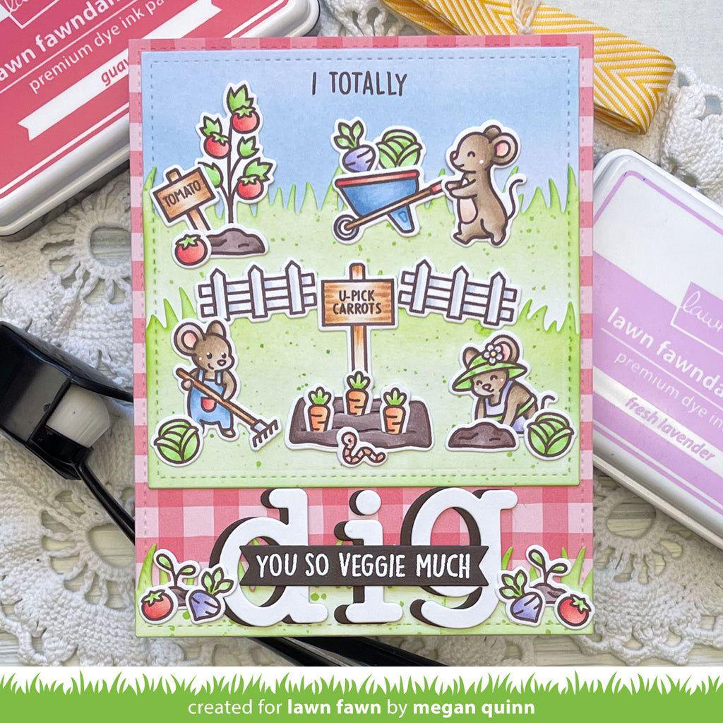 Lawn Fawn Set Veggie Happy Clear Stamps and Dies DIg You