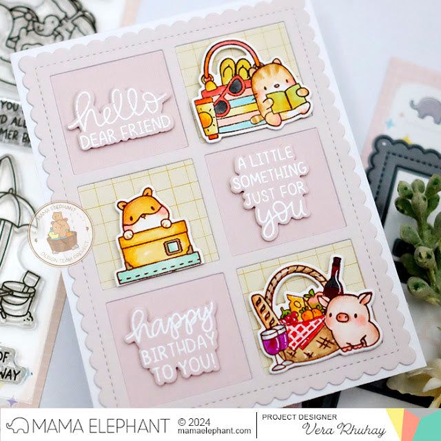 Mama Elephant Six Scallop Window Creative Cuts Steel Dies happy birthday