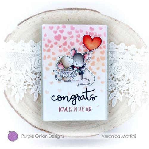 Purple Onion Designs Micey Smooches Cling Stamp pod5016 Love Is In the Air Card