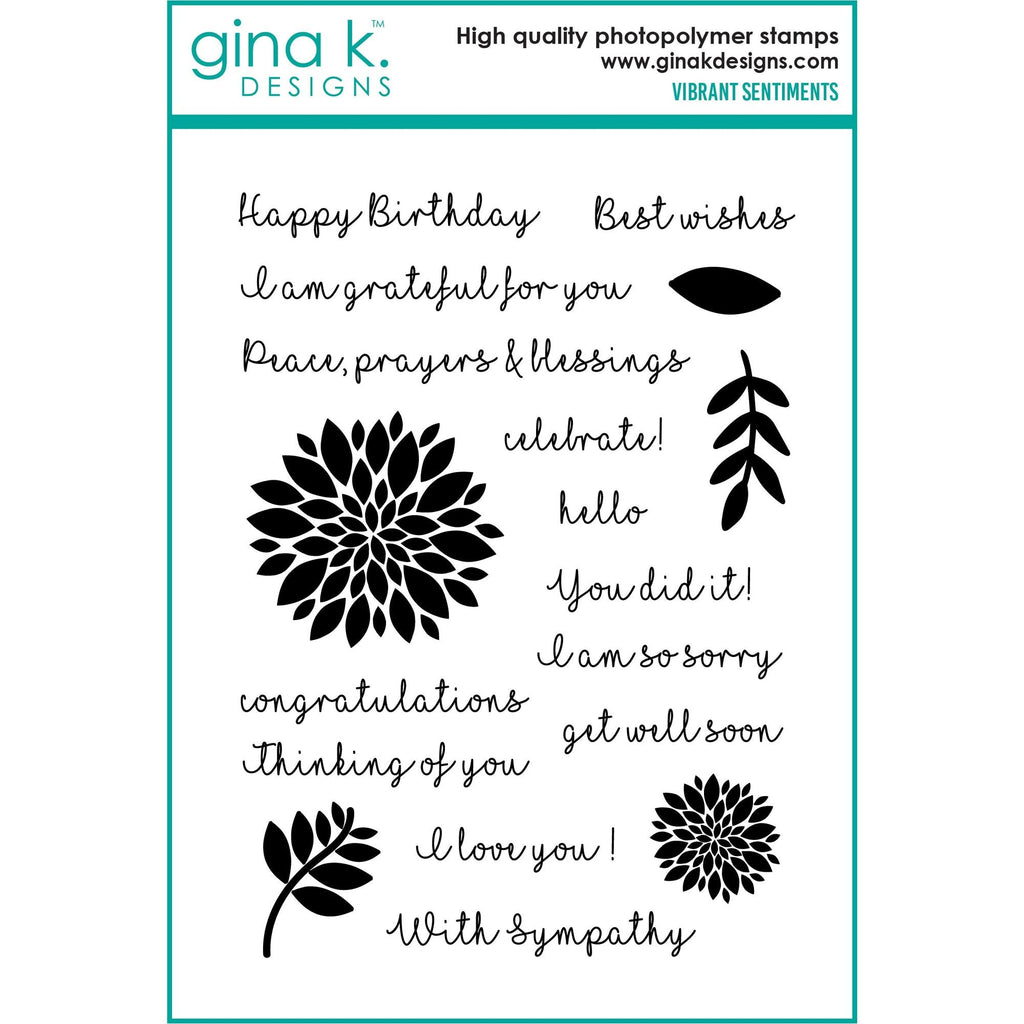 Gina K Designs Vibrant Sentiments Clear Stamps bs65