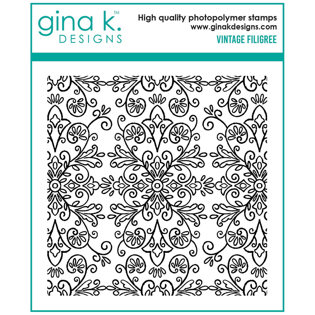 Gina K Designs Vintage Filagree Background Clear Stamp as34