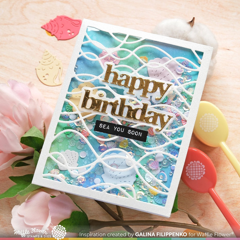 Waffle Flower Happy Waves Panel Die 421708 happy birthday