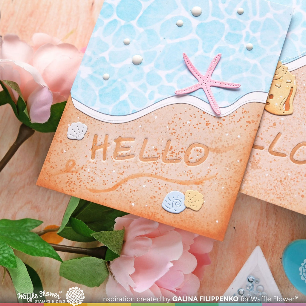 Waffle Flower Beach Days Hello Foil Plate 421714 hello