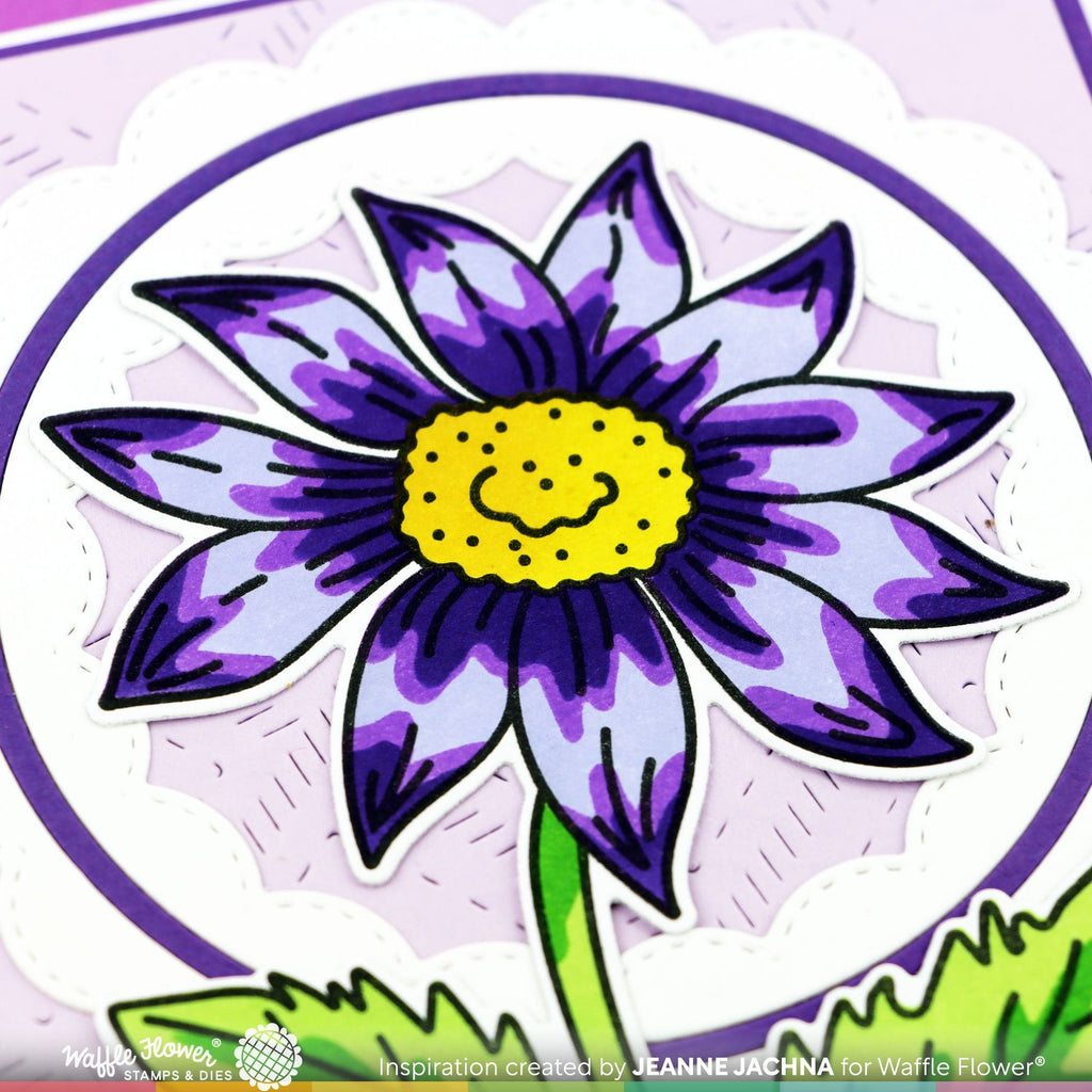 Waffle Flower Inside Outside Scalloped Circle Dies 421539 purple