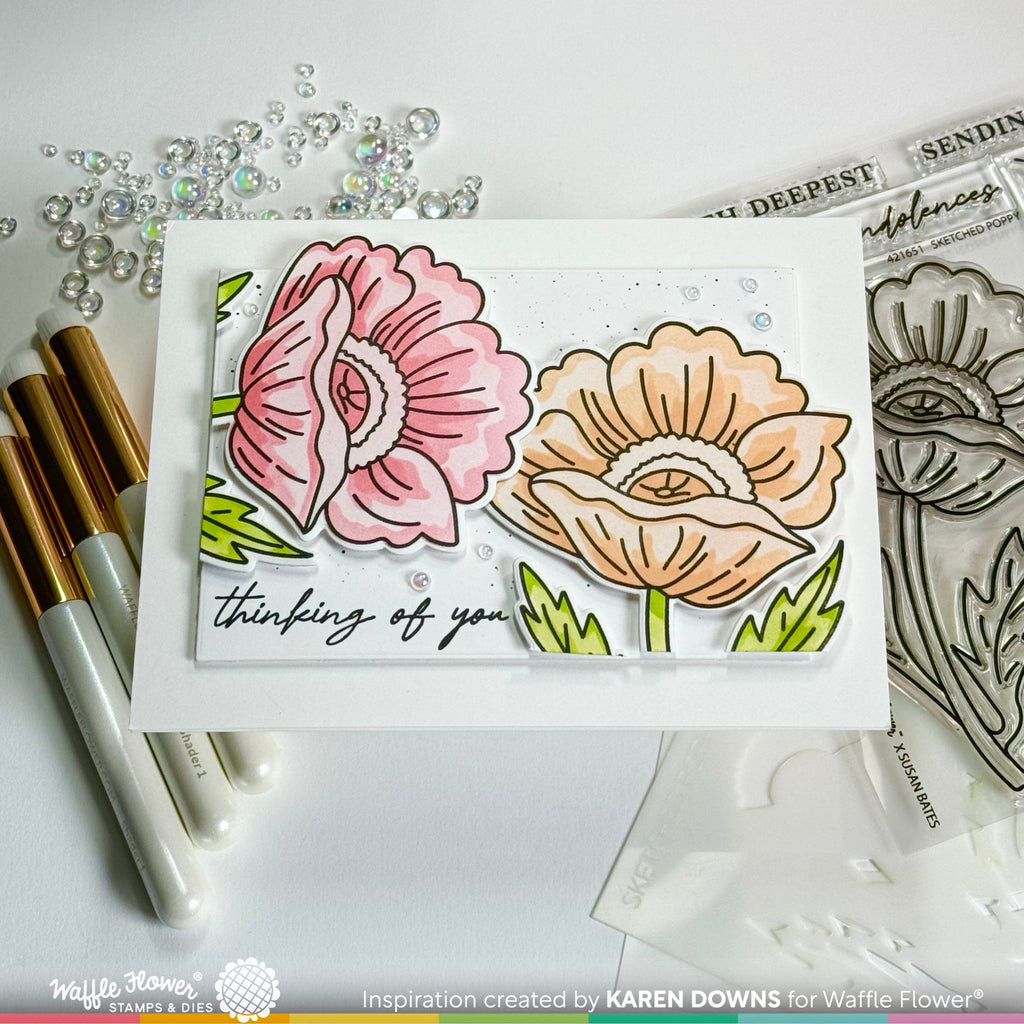 Waffle Flower Sketched Poppy Clear Stamps 421651 flowers