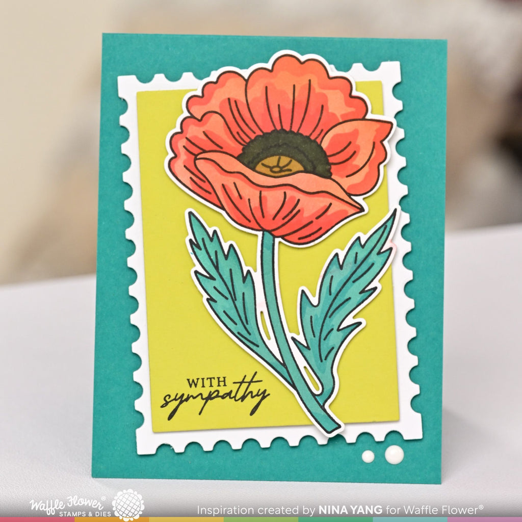 Waffle Flower Sketched Poppy Matching Die 421652 with sympathy