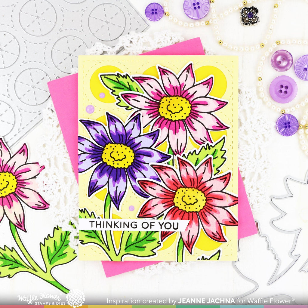 Waffle Flower Sketched Aster Clear Stamps 421655 thinking of you