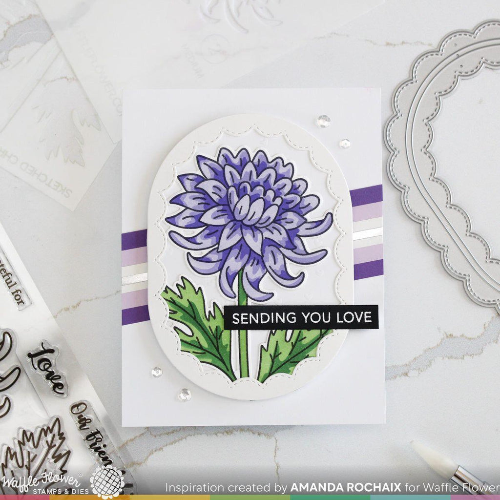 Waffle Flower Sketched Chrysanthemum Clear Stamps 421665 sending you love