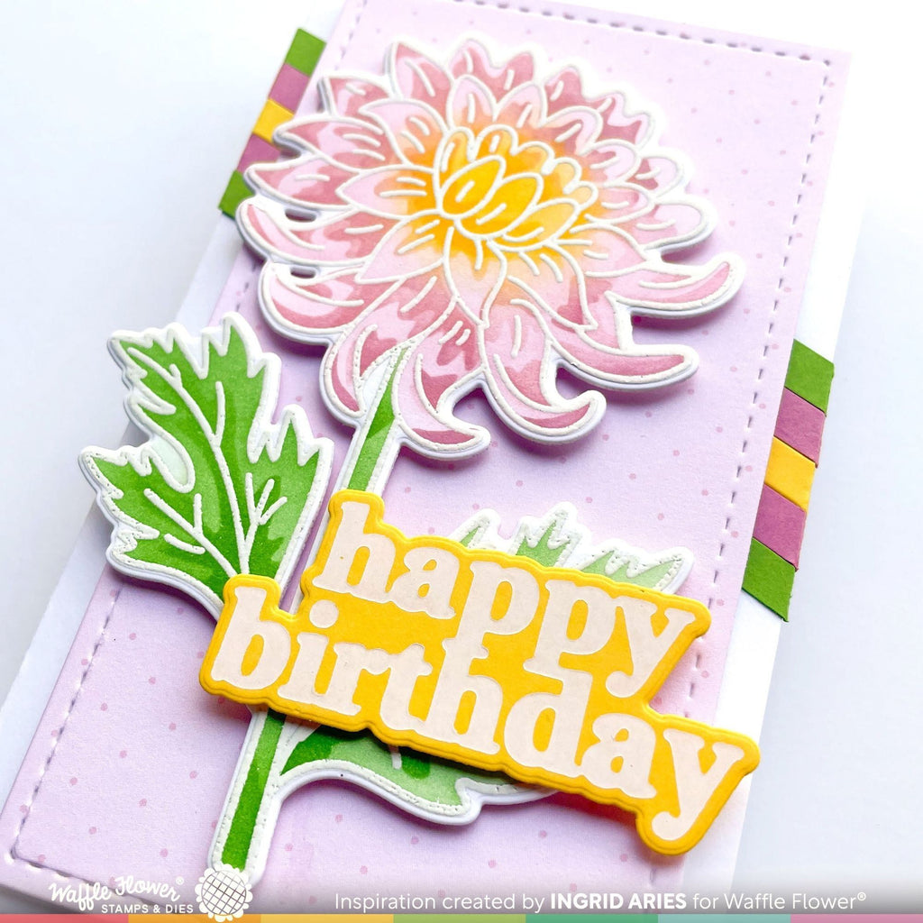 Waffle Flower Sketched Chrysanthemum Clear Stamps 421665 happy birthday