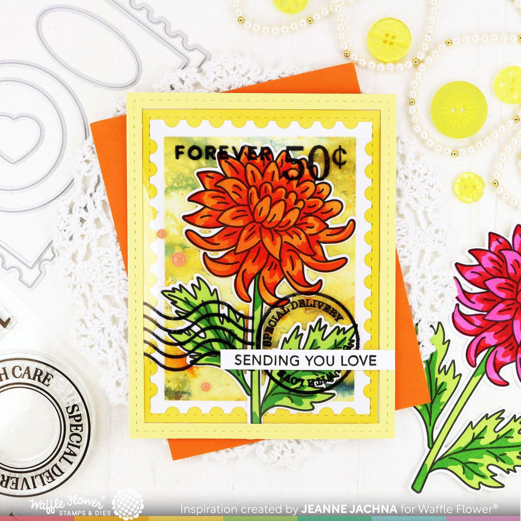 Waffle Flower Sketched Chrysanthemum Coloring Stencils 421667 postage