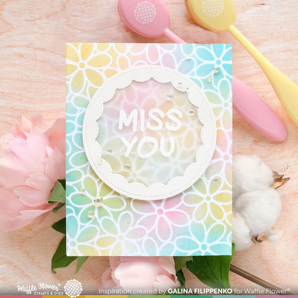 Waffle Flower Daisy Background Stencil 421729 miss you