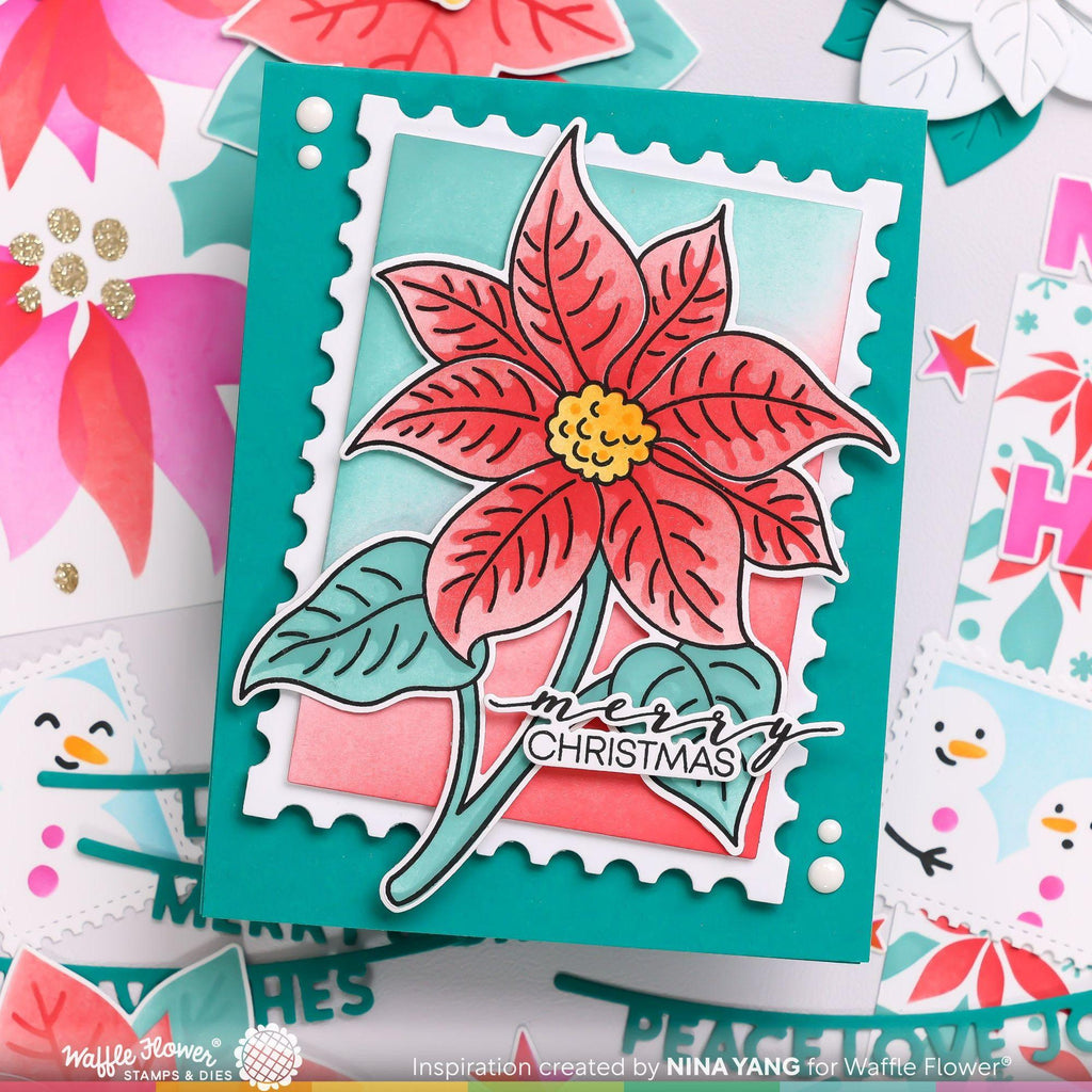 Waffle Flower Sketched Poinsettia Clear Stamps 421671 tropical