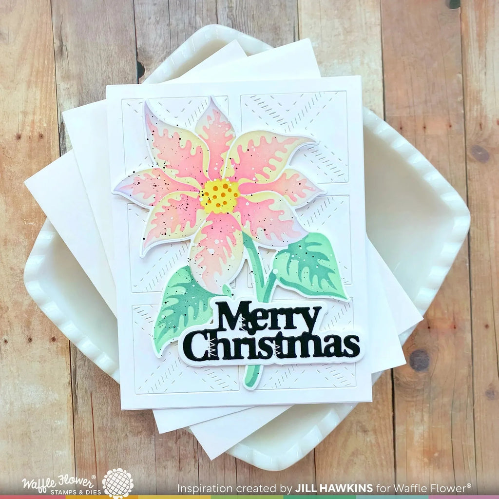 Waffle Flower Sketched Poinsettia Matching Dies 421672 merry christmas