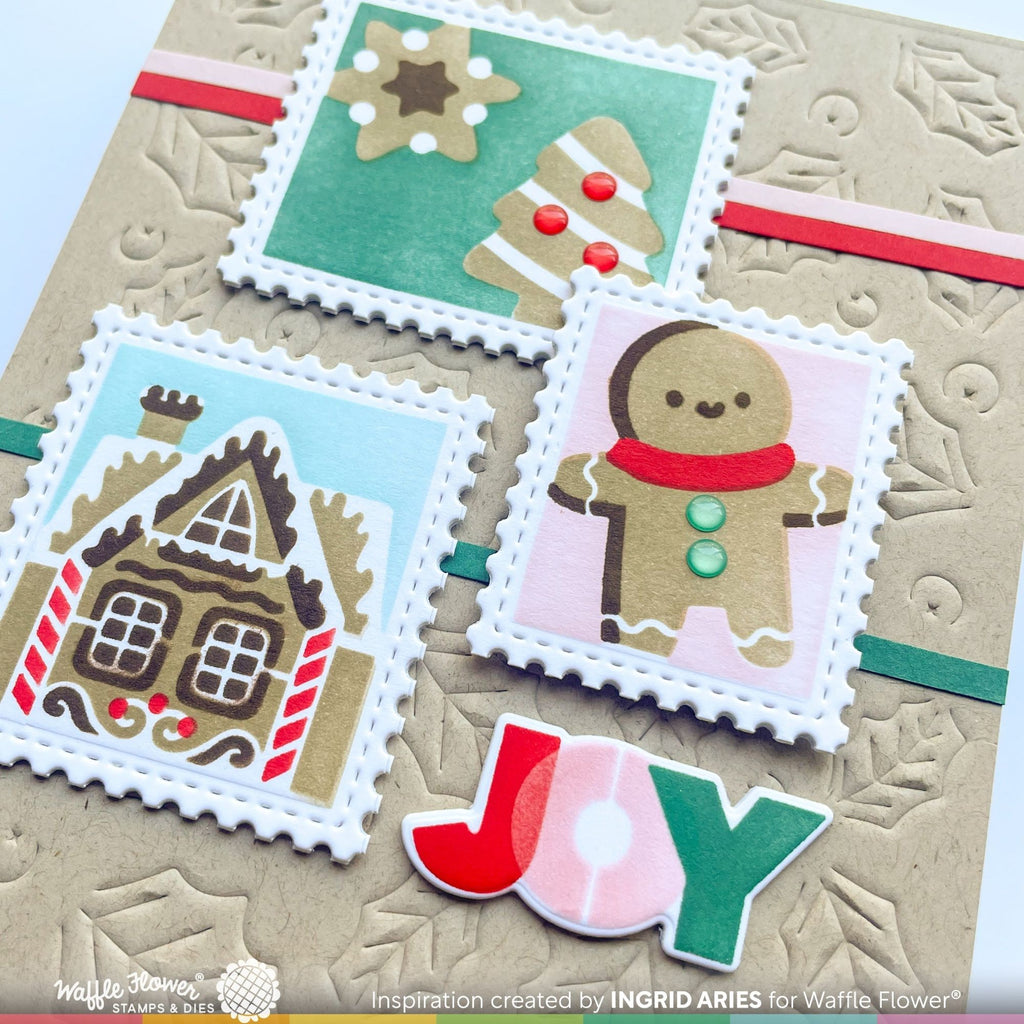 Waffle Flower Postage Collage Gingerbread Stencils 421765 joy