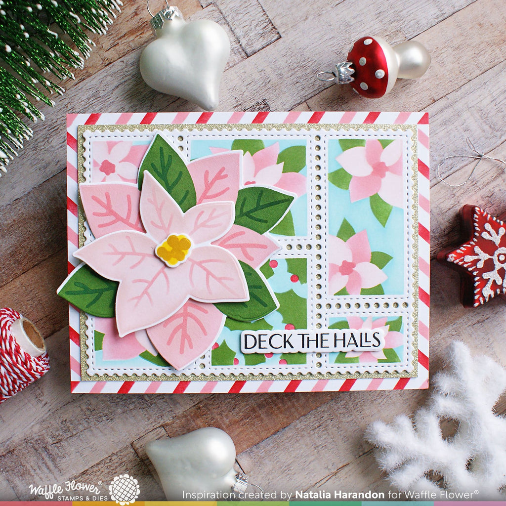 Waffle Flower Poinsettia Die-n-stencil 421773 deck the halls