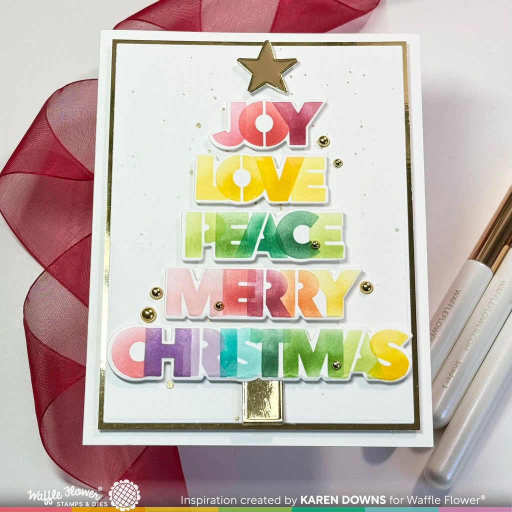 Waffle Flower Overlapping Christmas Words Matching Dies 421776 word tree