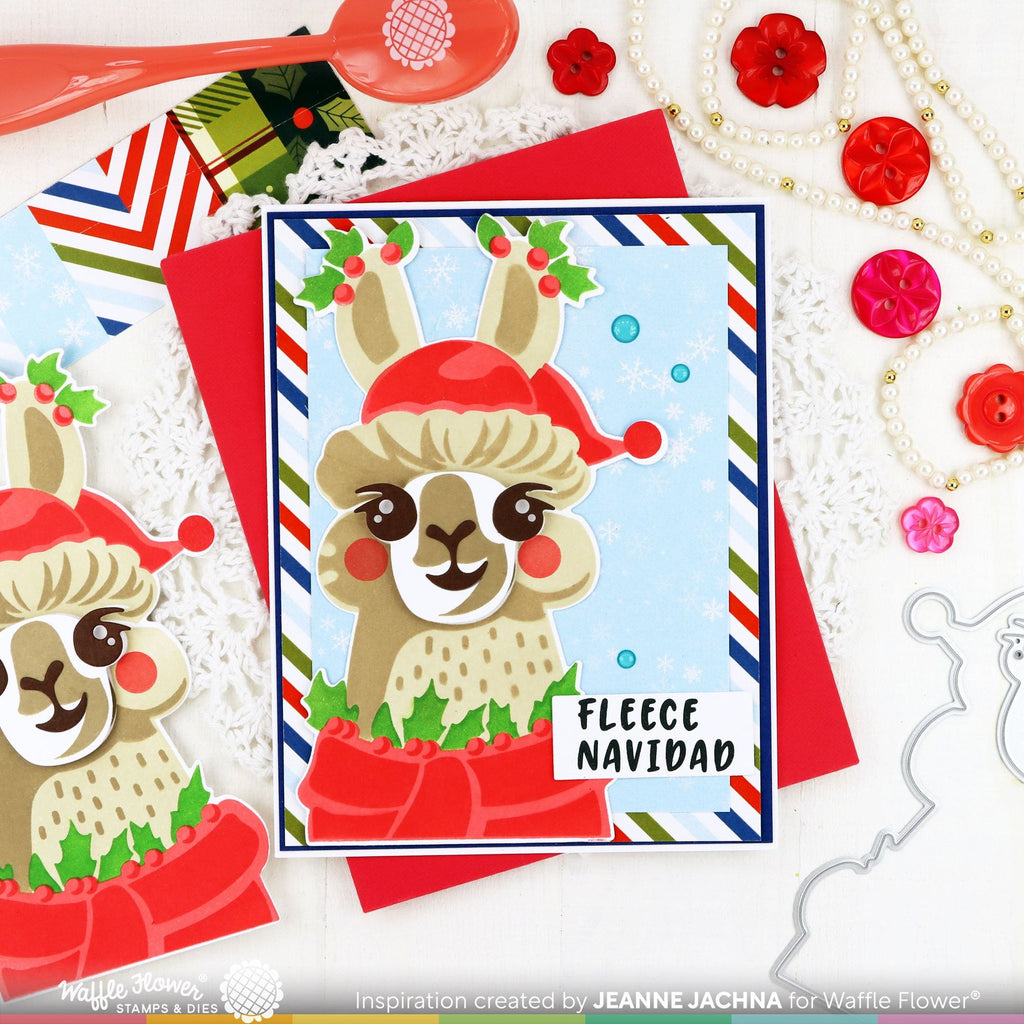 Waffle Flower Fa-la-La Llama Sentiments Clear Stamps 421787 stripes