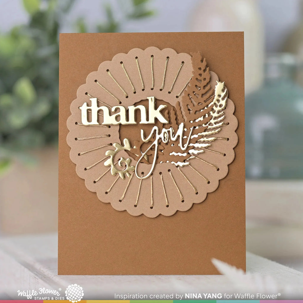 Waffle Flower Dotted Radiating Circle Die 421440 thank you