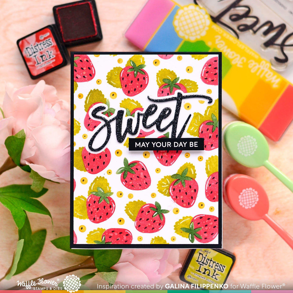 Waffle Flower Strawberries Background Stencils 421497 sweet