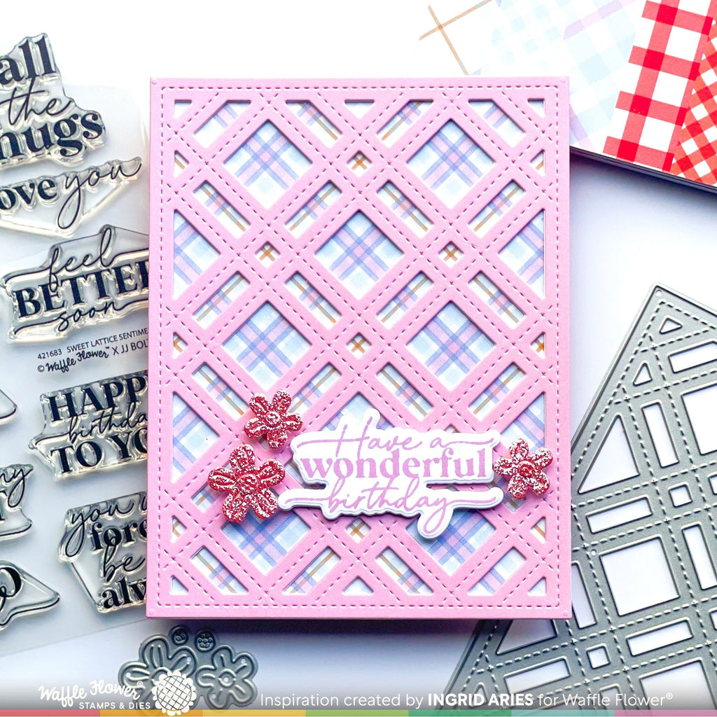 Waffle Flower Sweet Plaid Panel Die 421654 pink plaid