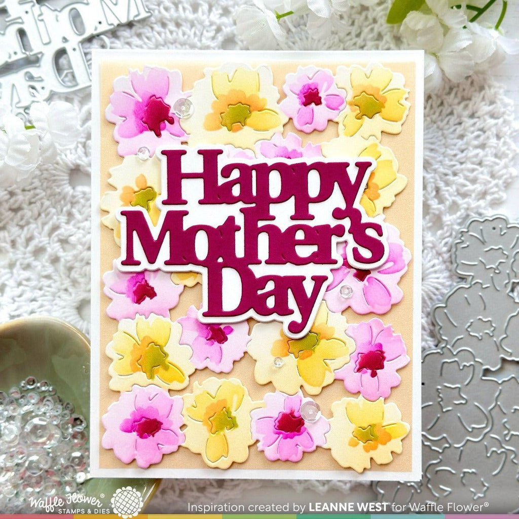 Waffle Flower Painted Flowers Background Stencils 421685 happy mother's day