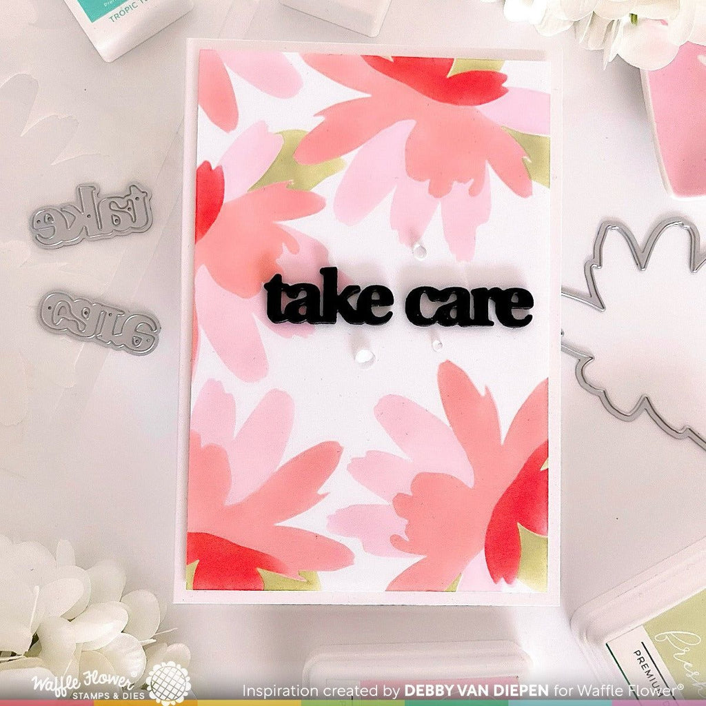 Waffle Flower Painted Flower Stencil 421687 take care