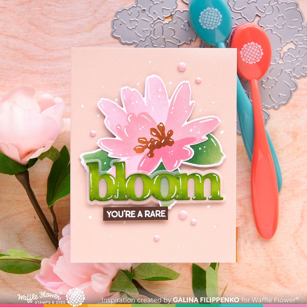 Waffle Flower Painted Flower Matching Dies 421690 pink bloom