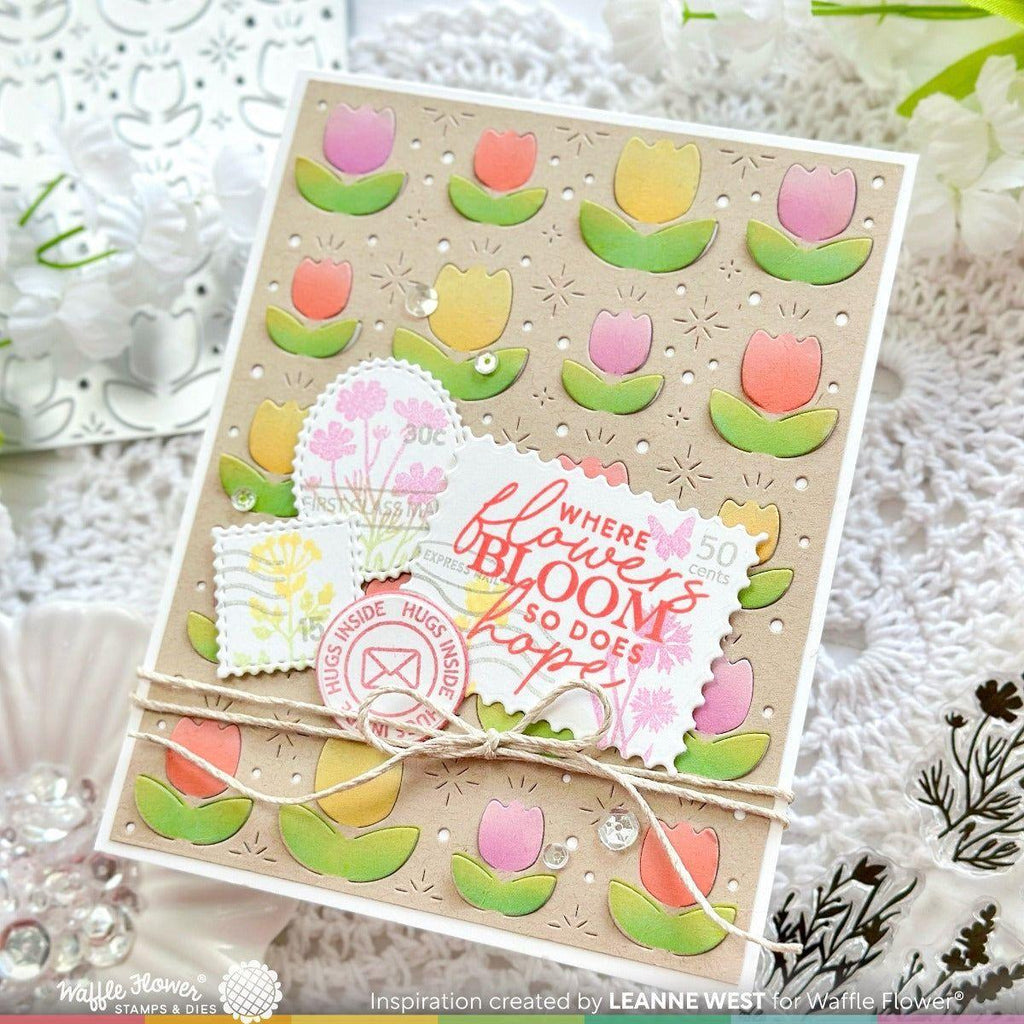 Waffle Flower Lovely Tulips Stencil Duo 421689 stamps