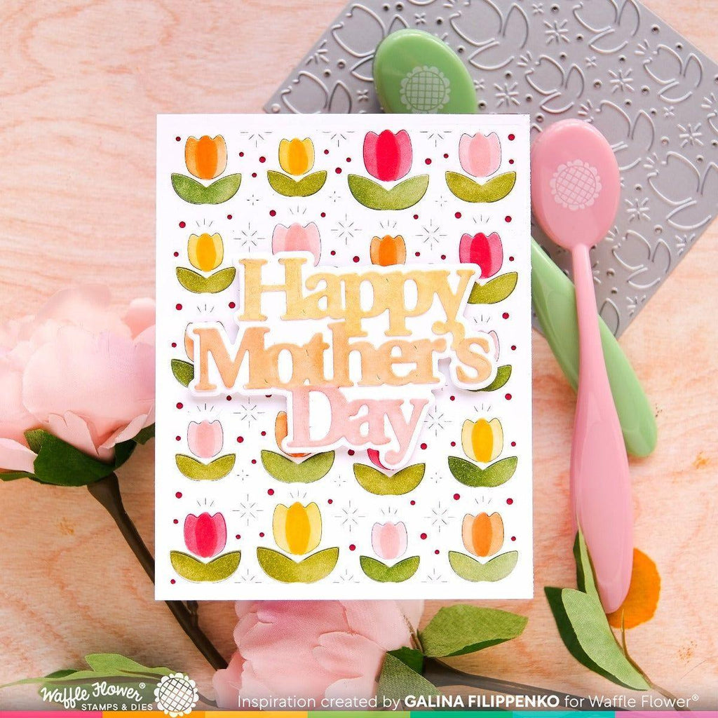 Waffle Flower Pop-up Tulips Cover Panel Die 421688 happy mother's day