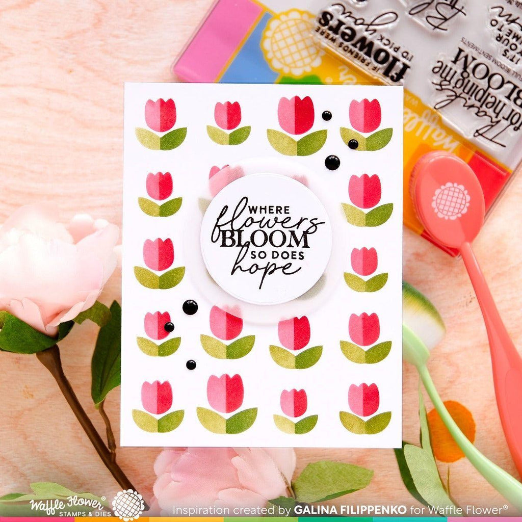 Waffle Flower Lovely Tulips Stencil Duo 421689 red tulips