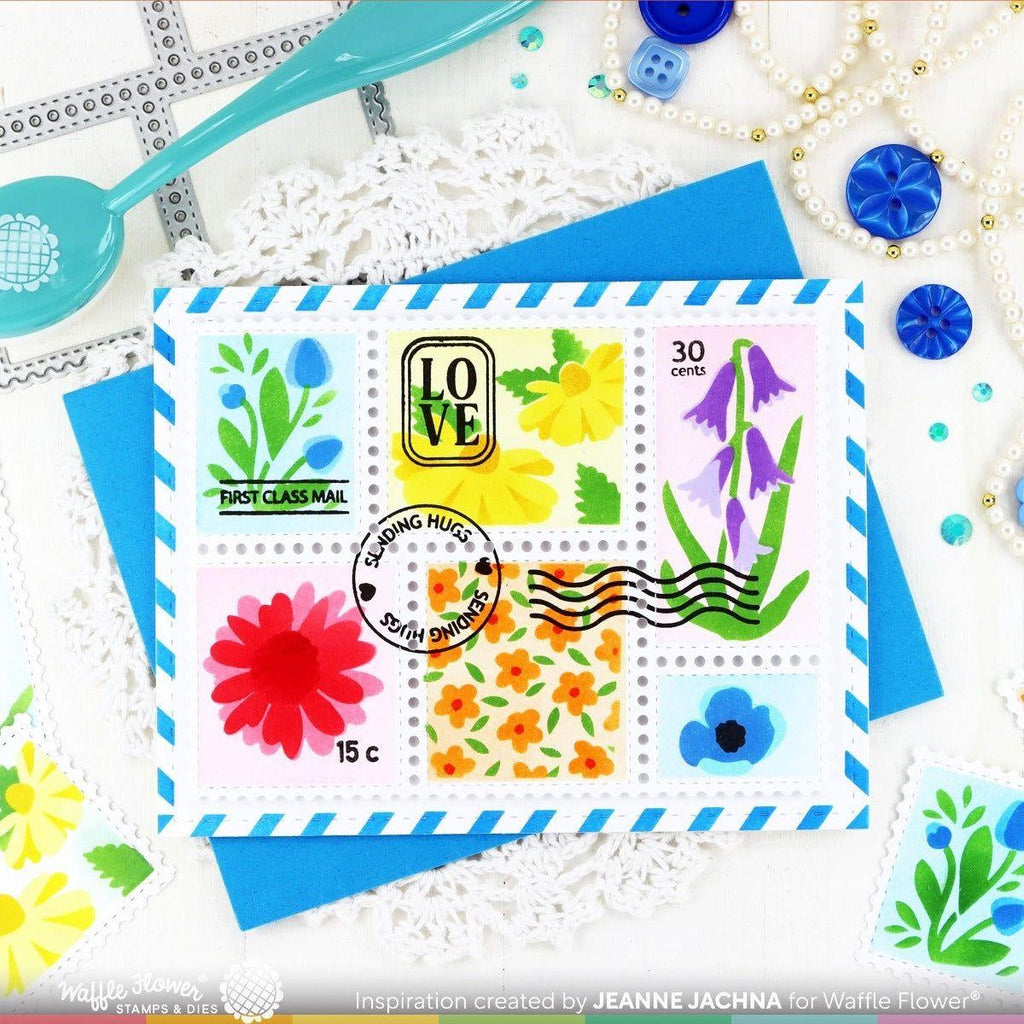 Waffle Flower Postage Collage Wild Flower Stencils 421693 stamps