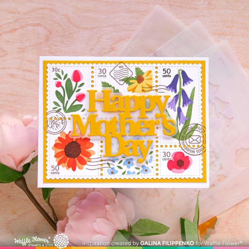 Waffle Flower Postage Collage Wild Flower Stencils 421693 happy mother's day