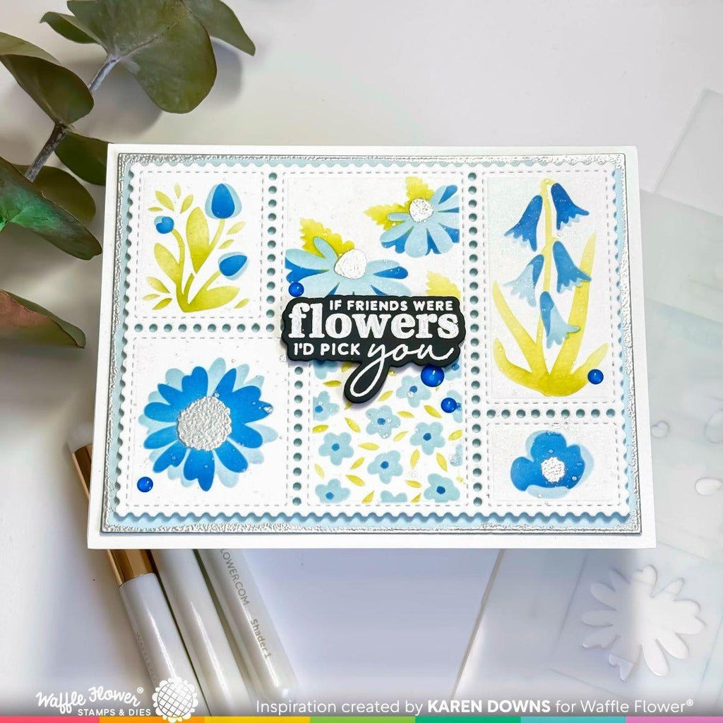 Waffle Flower Postage Collage Wild Flower Stencils 421693 flowers