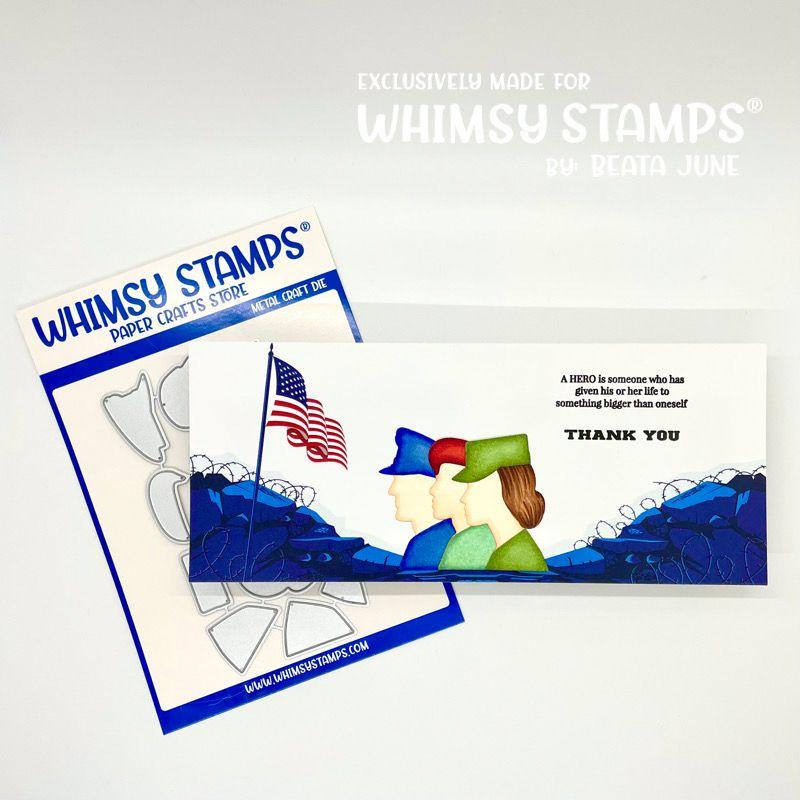 Whimsy Stamps Military Profiles Dies WSD457a Flag