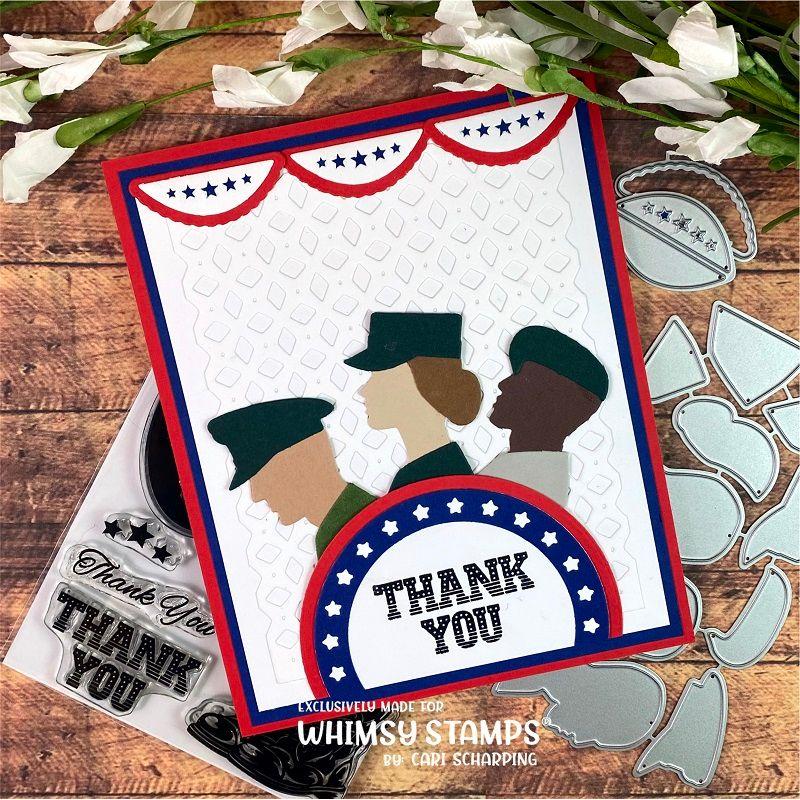 Whimsy Stamps Military Profiles Dies WSD457a Thank You