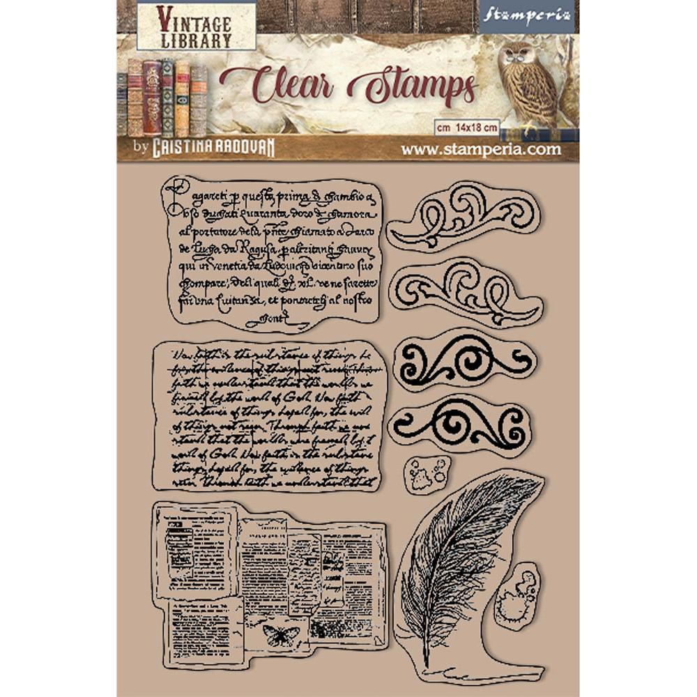 Stamperia Vintage Library Calligraphy Clear Stamps wtk172