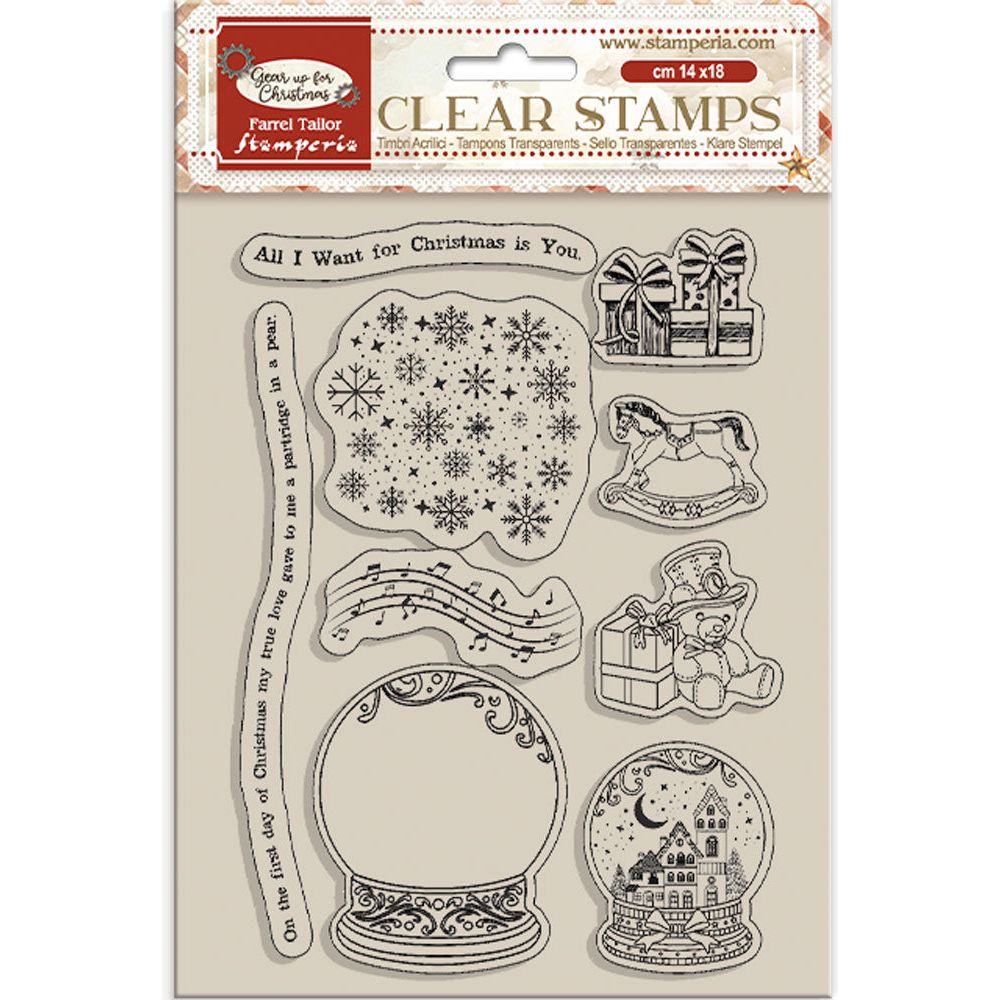 Stamperia Gear Up For Christmas Snowglobes Clear Stamps wtk197