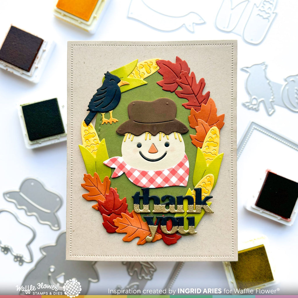 Waffle Flower Cheerful Scarecrow Dies 421846 thank you