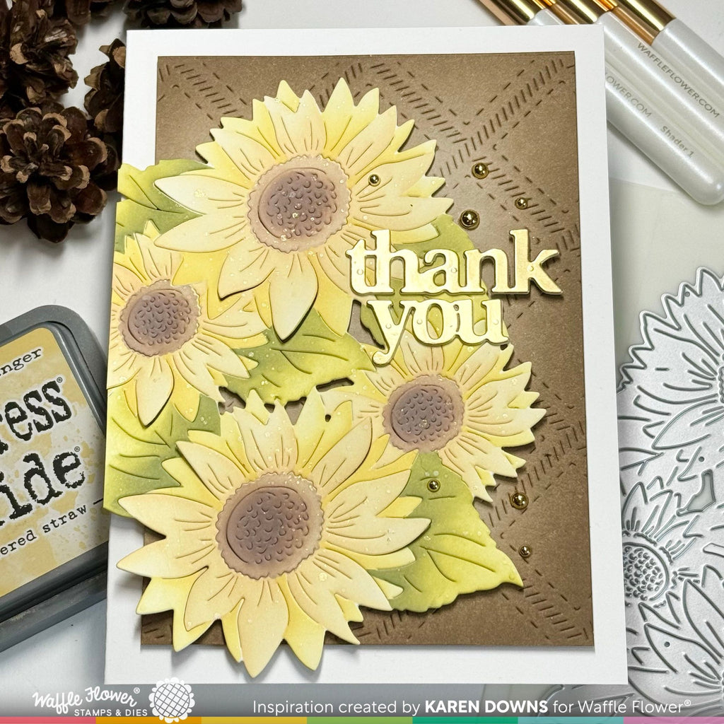 Waffle Flower Sunflower Cluster Stencils 421868 thank you