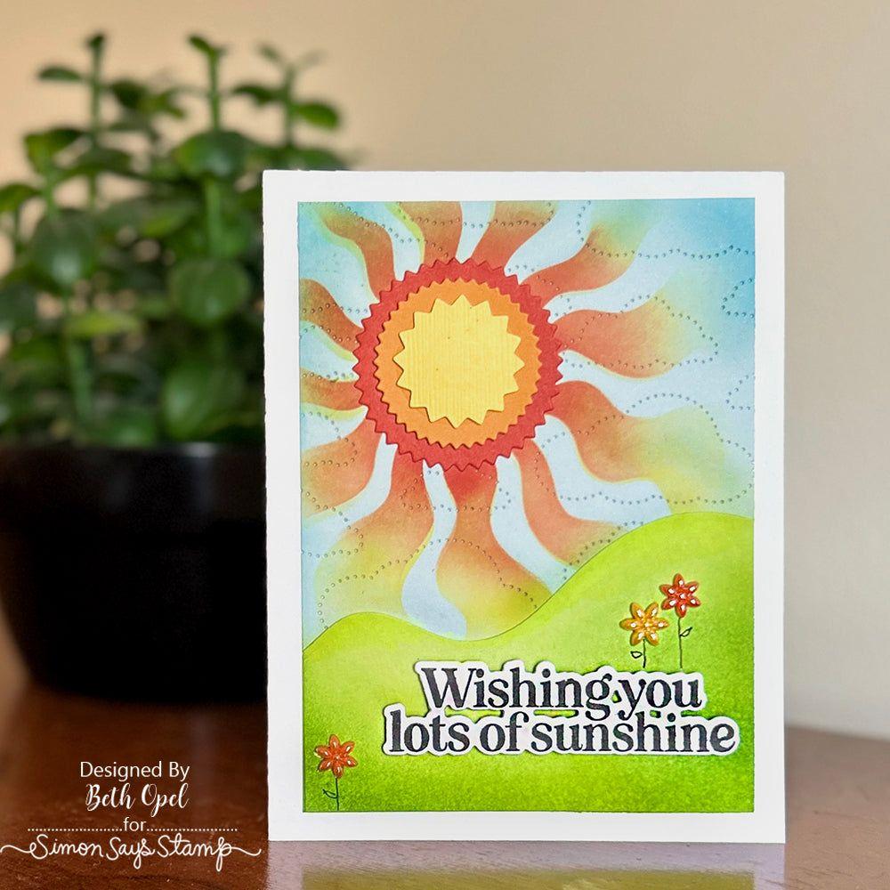 Simon Says Stamp Stencil Wavy Rays 1000st Sunshine Card