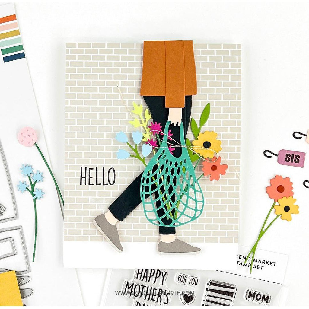 Concord & 9th Weekend Market Dies 11824 hello walking with flowers card