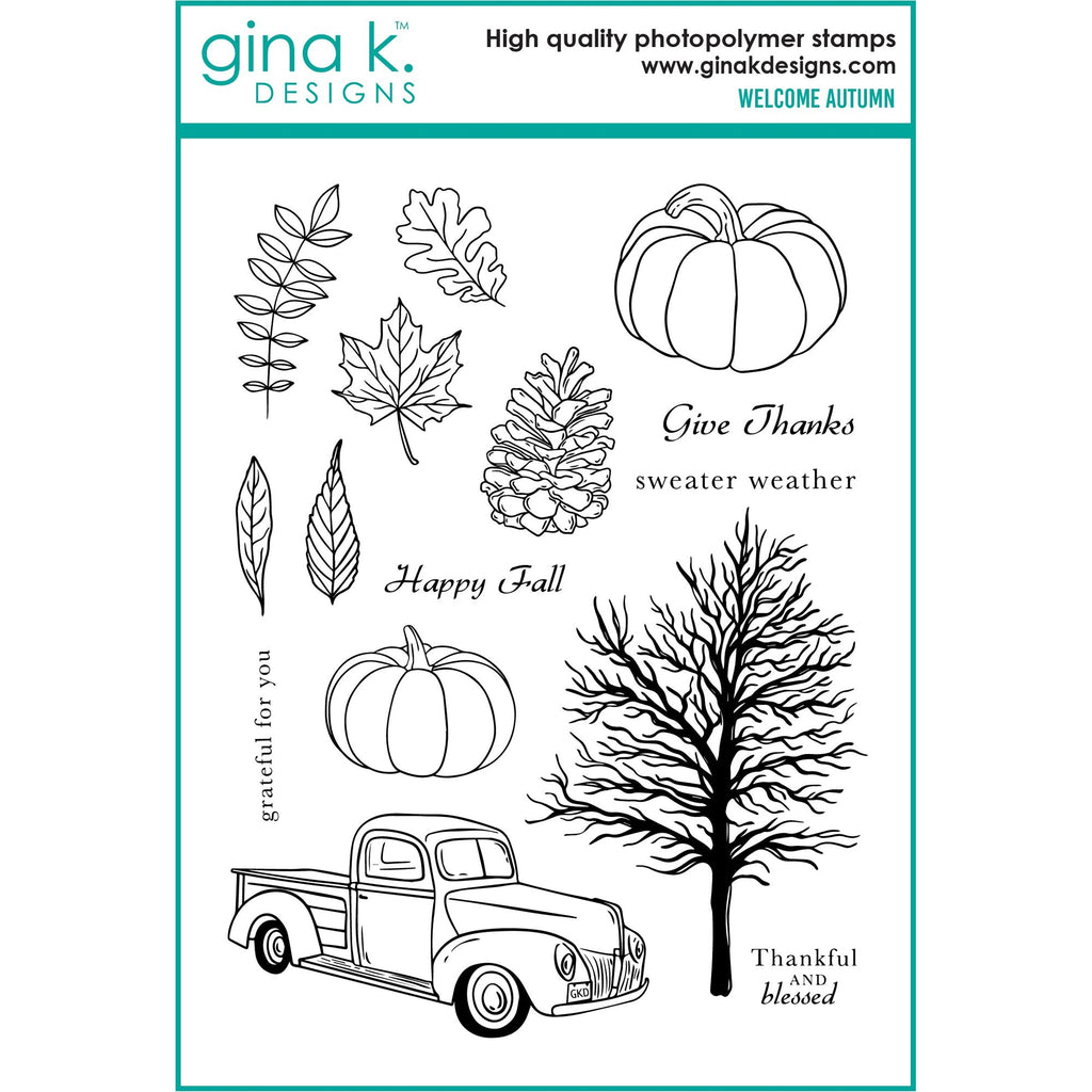 Gina K Designs Welcome Autumn Stamps and Dies Bundle hsdie0440 STAMPS