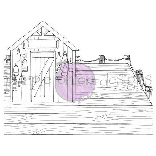 Purple Onion Designs Wharf Background Cling Stamp pod1317