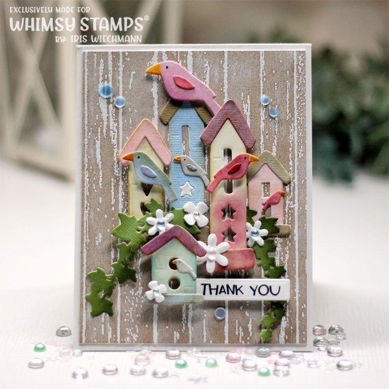 Whimsy Stamps Primitive Birdhouse Dies wsd287 thank you