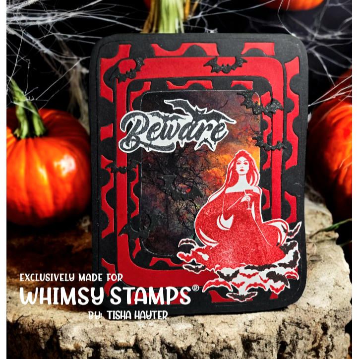 Whimsy Stamps Something Wicked Clear Stamps cwsd477 beware